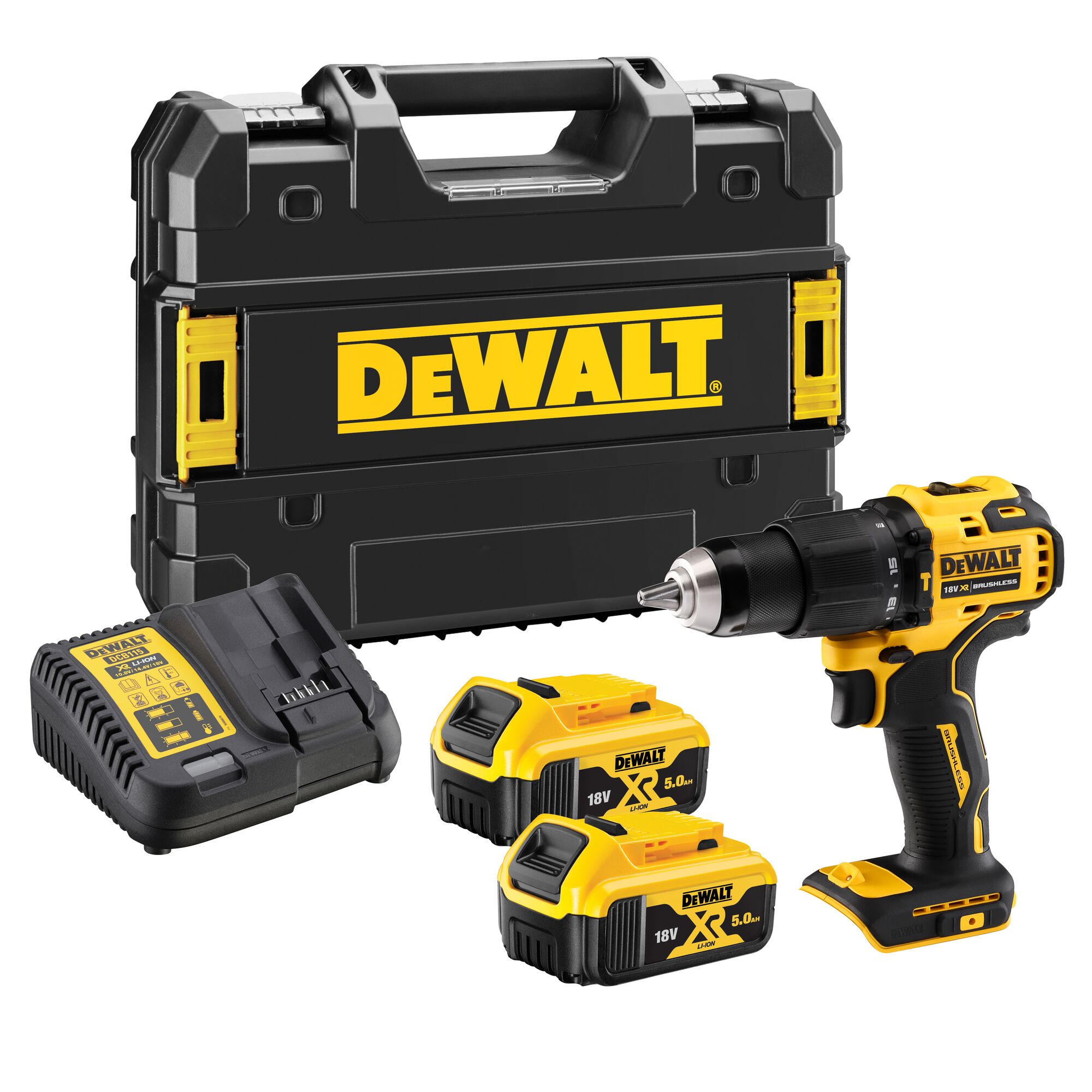 18V XR Compact Brushless Hammer Drill Driver 2 X 5 Ah DEWALT