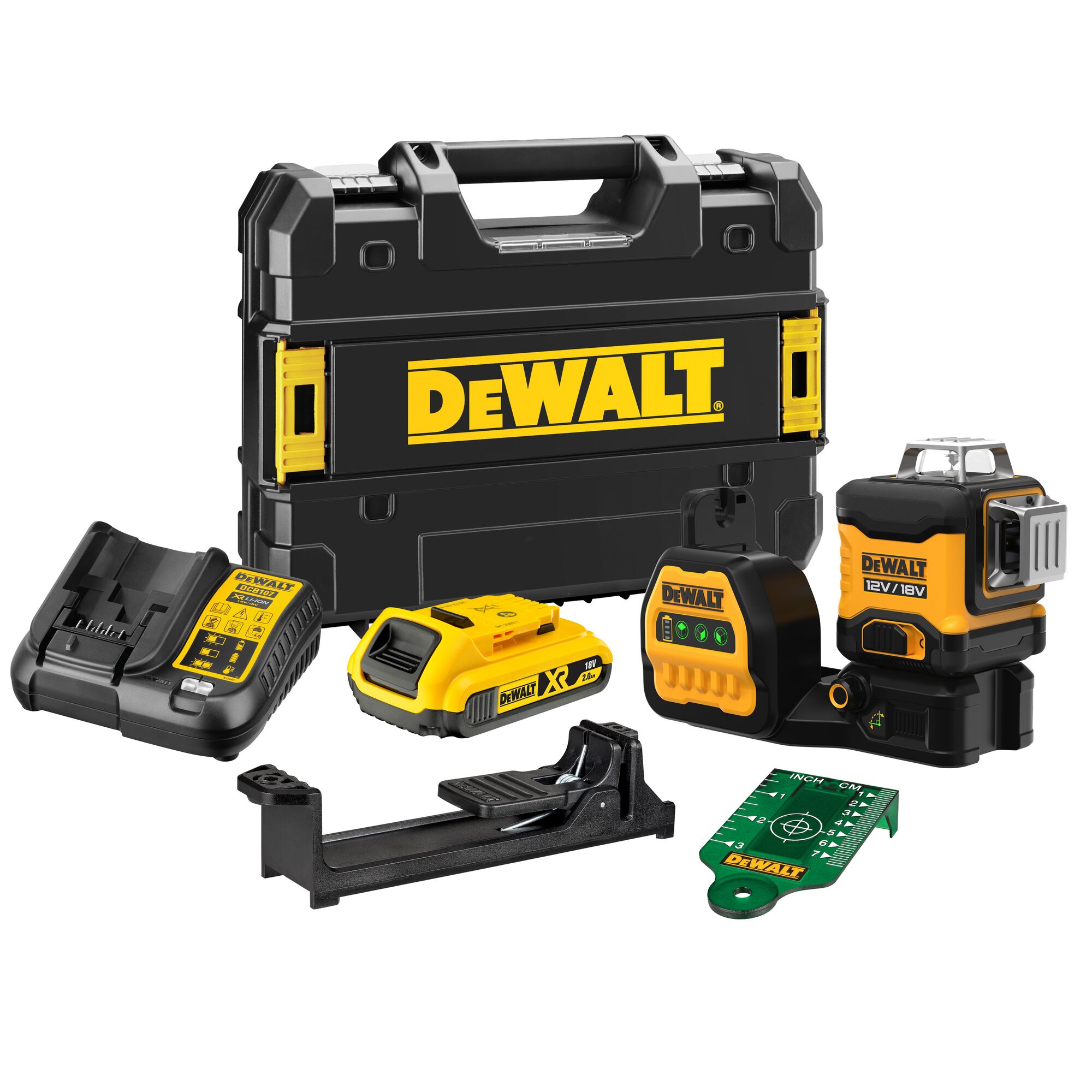 18V 12V XR 3 X 360 Green Cross Line Laser 1 X 2Ah DEWALT