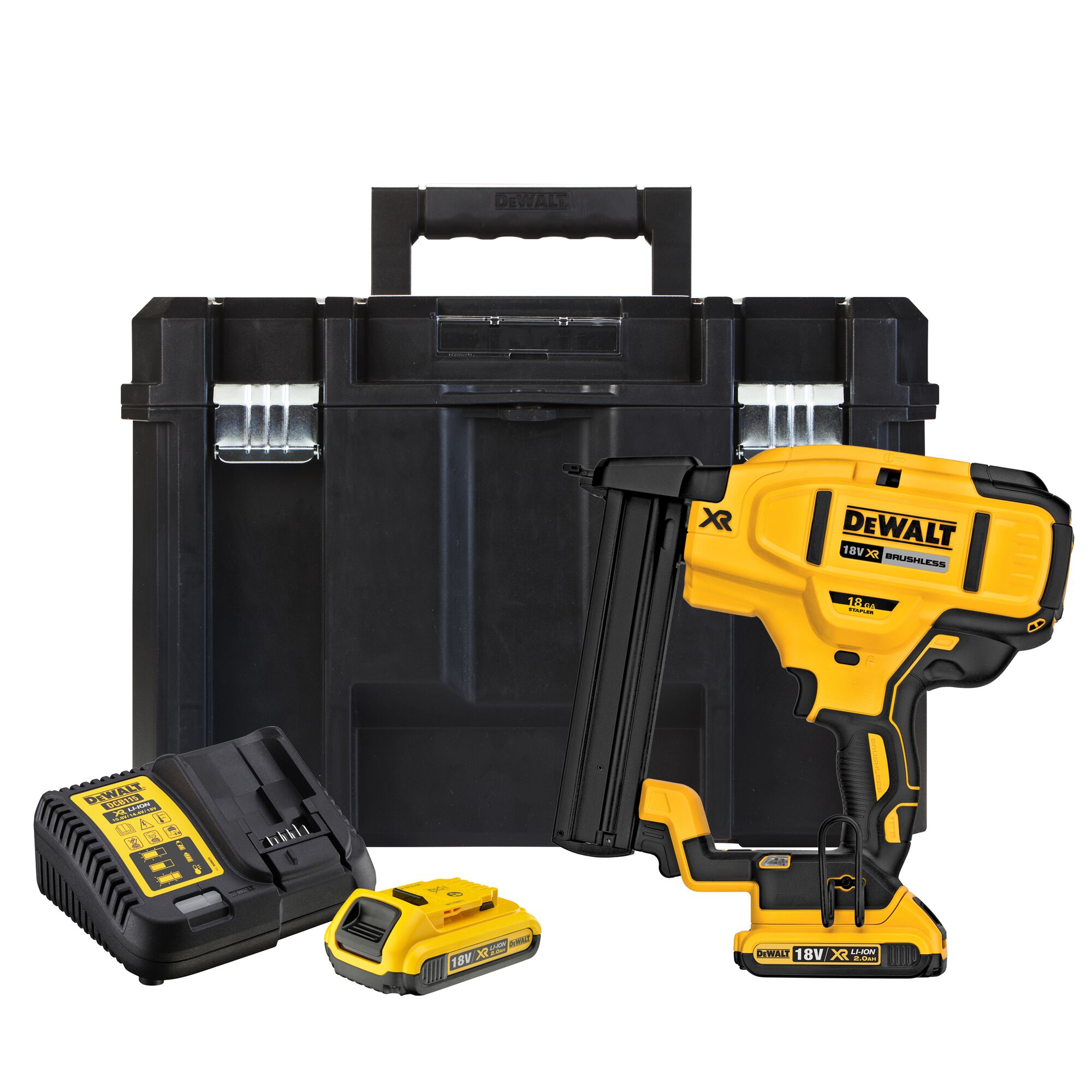 18V XR Brushless 18 Gauge Crown Stapler 2 X 2Ah DEWALT