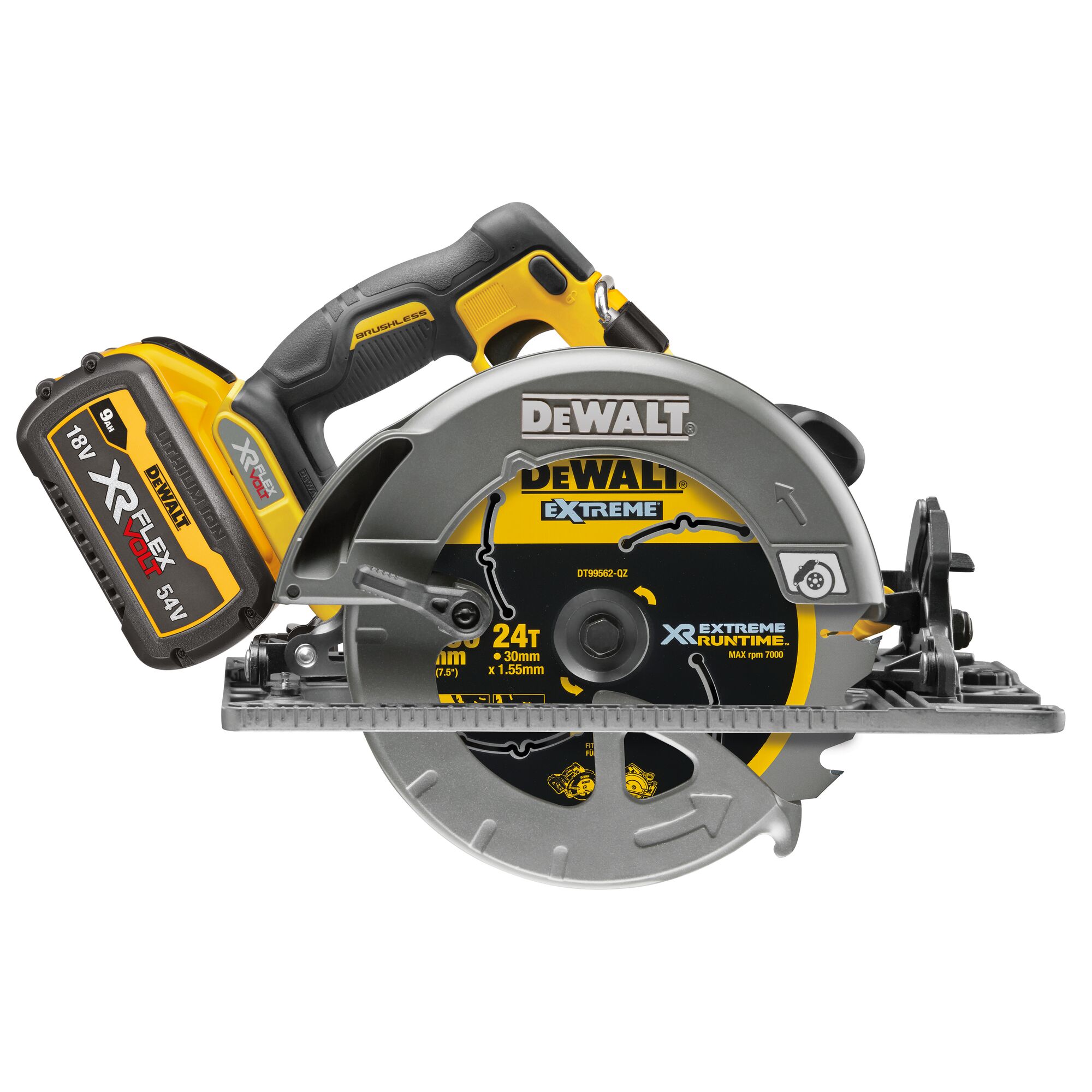 54V XR FLEXVOLT Rail Compatible Circular Saw 190 mm 2 X 9 Ah