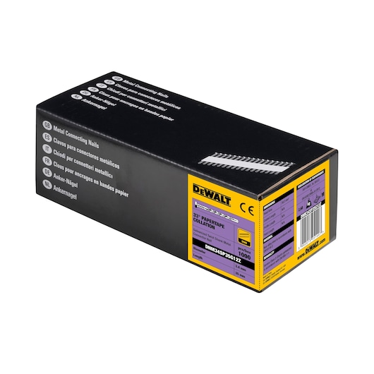 3/4 view box of 35mm papertape metal connector nails