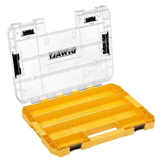 This is a Large DEWALT Tough Case (Empty) & 3 Small Bulk Storage Cases (Empty) & Screwdriver Bit Bars (Empty)